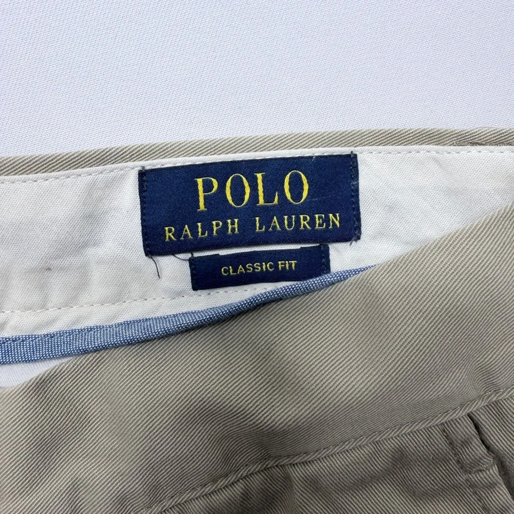 Polo Ralph Lauren Classic Fit Chino Pants Mens 34x34 Tan Khaki Brushed Twill
